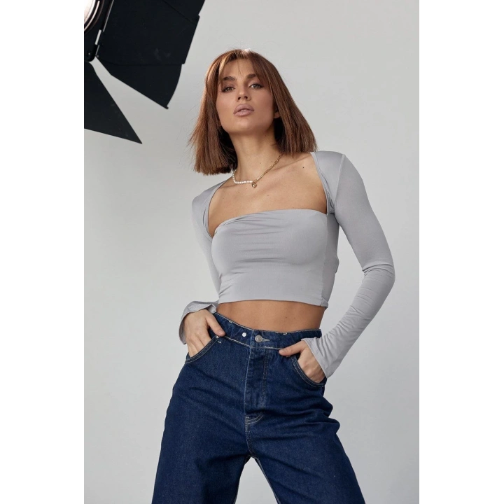 Kara Yaka Uzun Kollu Crop - Taş