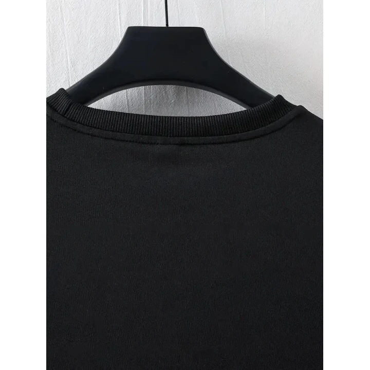 LB Ön Arka Baskılı Oversize Bisiklet Yaka Yazlık T-shirt - Siyah