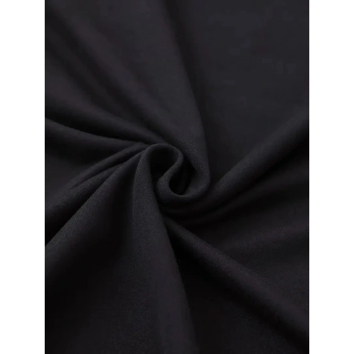Leopar Desenli Fiyonklu Tişört - Rahat Polyester, Makinede Yıkanabilir, Bisiklet Yaka, Kadınlar için Yazlık Günlük Üst - Siyah