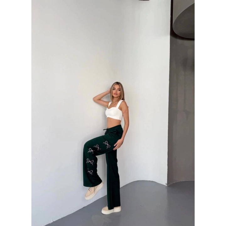 Osy Modal Yumuşak Dokulu Kumaş Nakış işlemeli Rahat Bol Paça Eşofman Pantalon - Siyah