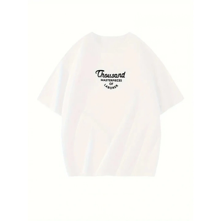 Thousand Ön Arka Baskılı Oversize Bisiklet Yaka T-shirt - Beyaz