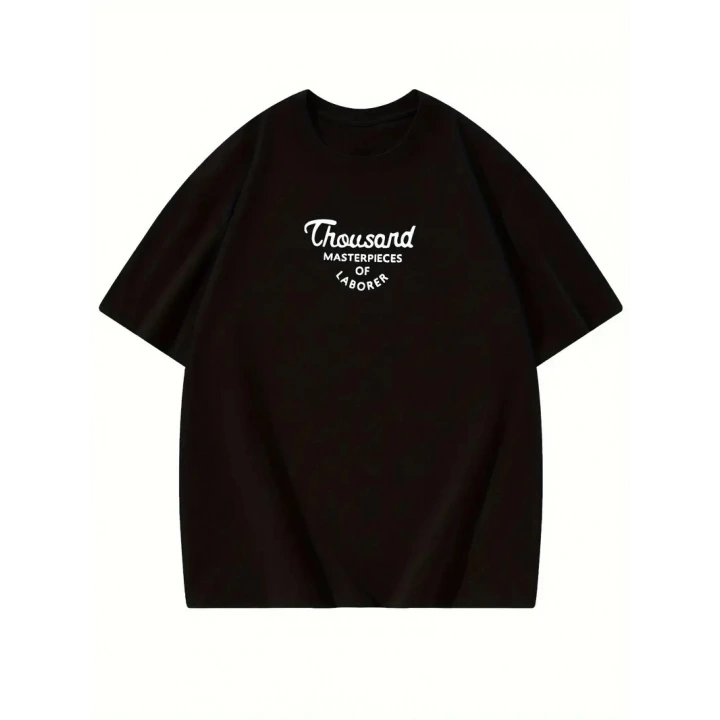 Thousand Ön Arka Baskılı Oversize Bisiklet Yaka T-shirt - Siyah