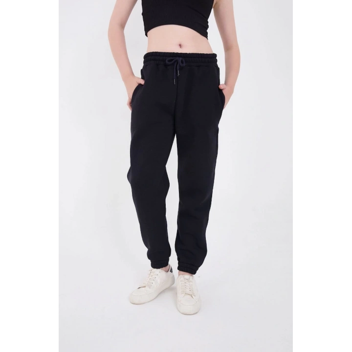 Üç İplik Basic Lastikli Eşofman Pantolon - Lacivert