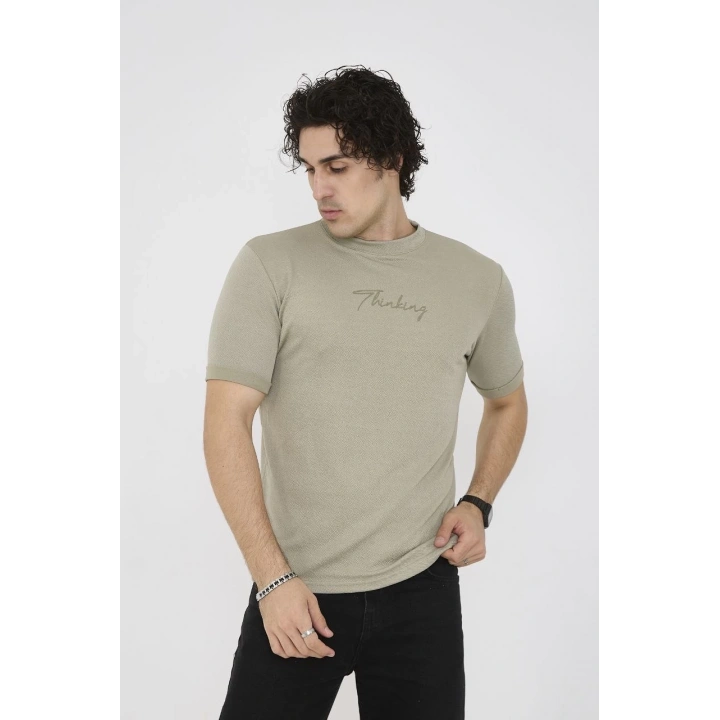 Unisex Bisiklet Yaka Slim fit T-Shirt- Açık Yeşil