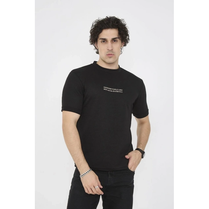 Unisex Bisiklet Yaka Slim fit T-Shirt- Siyah