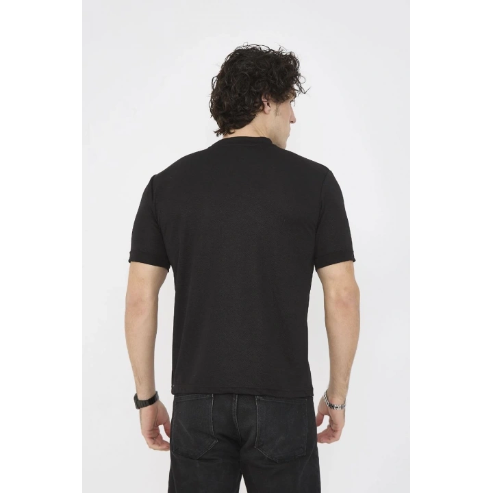 Unisex Bisiklet Yaka Slim fit T-Shirt- Siyah