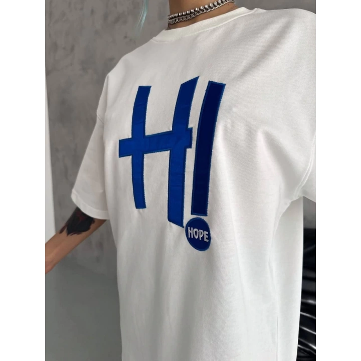 Unisex Nakış İşlemeli T-Shirt - Beyaz