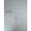 0-3 3-6 Ay Minik Tavşan Nakışlı Boydan Çıtçıt Kapamalı Kız Erkek Bebek Tulumu Ekru