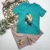 1-2-3 Yaş Kaykaycı Ayı Baskılı Şortlu Kısa Kollu Tişört 2Li Erkek Bebek Takımı Turkuaz