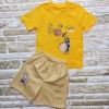 1-2-3 Yaş Topçu Erkek Çocuk Baskılı Şortlu Kısa Kollu Tişört 2Li Erkek Bebek Takımı Sarı