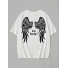 20/1 PENYE COMPACK DARK ANGEL BASKILI OVERSİZE KISA KOL YAZLIK T-SHİRT- BEYAZ