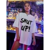 20/1 PENYE COMPACK OVERSİZE BEYAZ SHUT UP KISA KOL YAZLIK TİŞÖRT - BEYAZ