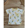 3-6 6-9 9-12 Ay Ananas Baskılı Şort Tişört 2 Li Kız Erkek Bebek Takımı Sarı