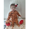 3-6-9-12 Ay Pooh Desenli Zebra Çizgili Şapkalı Sweatli 3Lü Kız Erkek Bebek Tulumu(Sarı) Sarı