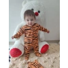 3-6-9-12 Ay Pooh Desenli Zebra Çizgili Şapkalı Sweatli 3Lü Kız Erkek Bebek Tulumu(Sarı) Sarı