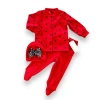 3-6-9-12 Ay Puantiyeli Şapkalı Çıtçıt Kapamalı Patikli 3Lü Kız Bebek Takımı Kırmızı
