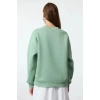 3 iplik şardonlu bisiklet yaka sweatshirt mint