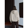 3 iplik şardonlu kapşonlu hoodie frm bej p510437