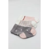 3Lü Penye Kız Soket Çorap 10112 Gri