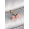316L Çelik Gold Renk Pembe Fiyonk Model Tragus Piercing