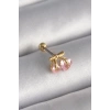 316L Çelik Gold Renk Pembe Zirkon Taşlı Kalp Tragus Piercing
