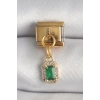 316L Çelik Gold Renk Sallantı Kare Yeşil Zirkon Taşlı Nomination Charm