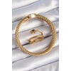 316L Çelik Gold Renk Sarmal Model Erkek Bileklik Yüzük Kombini