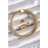 316L Çelik Gold Renk Sarmal Model Erkek Bileklik Yüzük Kombini