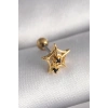 316L Çelik Gold Renk Siyah Zirkon Taş Detay Örümcek Ağ Model Tragus Piercing