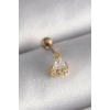 316L Çelik Gold Renk Üçgen Zirkon Taşlı Tragus Piercing