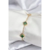 316L Çelik Gold Renk Yeşil Baby Boy Yonca Kadın Bileklik