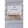316L Çelik Gold Renk Yıldız Figürlü Tarot Model Halka Küpe Seti