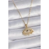 316L Çelik Gold Renk Zincir Zirkon Taşlı Göz Figür Kadın Kolye