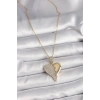 316L Çelik Gold Renk Zincir Zirkon Taşlı Kırık Kalp Model Kadın Kolye