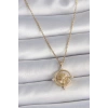 316L Çelik Gold Renk Zincir Zirkon Taşlı Pusula Model Kadın Kolye