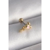 316L Çelik Gold Renk Zirkon Taş Detay Pembe Kalp İşleme Tragus Piercing