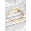 316L Çelik Gold Renk Zirkon Taşlı 65 mm Kadın Kelepçe Bileklik