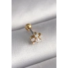 316L Çelik Gold Renk Zirkon Taşlı Çiçek Model Tragus Piercing