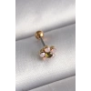 316L Çelik Gold Renk Zirkon Taşlı Çiçek Tragus Piercing