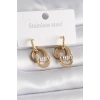 316L Çelik Gold Renk Zirkon Taşlı Halka Model Kadın Küpe