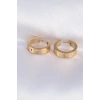316L Çelik Gold Renk Zirkon Taşlı Model Halka Küpe
