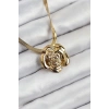316L Çelik Gül Figürlü İtalyan Zincir Model Gold Renk Kadın Kolye