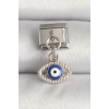 316L Çelik Gümüş Renk Nazar Boncuk Detaylı Göz Model Nomination Charm
