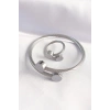 316L Çelik Gümüş Renk Oval Aksesuarlı Burgu Model Bileklik ve Yüzük Kombini