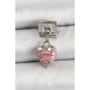 316L Çelik Gümüş Renk Pembe Kalp Model Nomination Charm