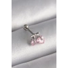 316L Çelik Gümüş Renk Pembe Zirkon Taşlı Kalp Tragus Piercing