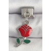 316L Çelik Gümüş Renk Sallantı Kırmızı Gül Model Nomination Charm