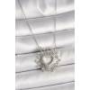 316L Çelik Gümüş Renk Zirkon Taşlı Kalp Model Kadın Kolye