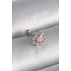 316L Çelik Gümüş Renk Zirkon Taşlı Kalp Tragus Piercing