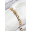 316L Çelik Örgü İtalyan Zincir Model Gold Renk Kadın Bileklik